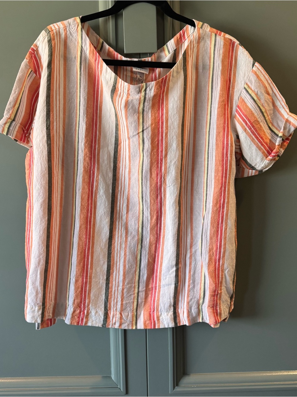 a new day Striped Short Sleeve Blouse - Size XL.
